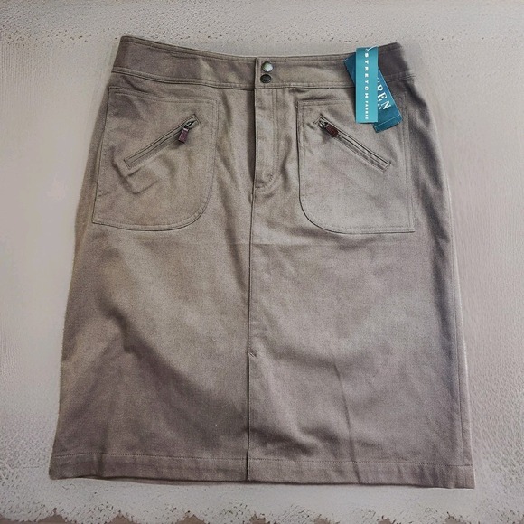Lauren Ralph‎ Lauren Skirt Size 12 Stretch Utility Green Brown Y2K Cargo NWT - Picture 1 of 7